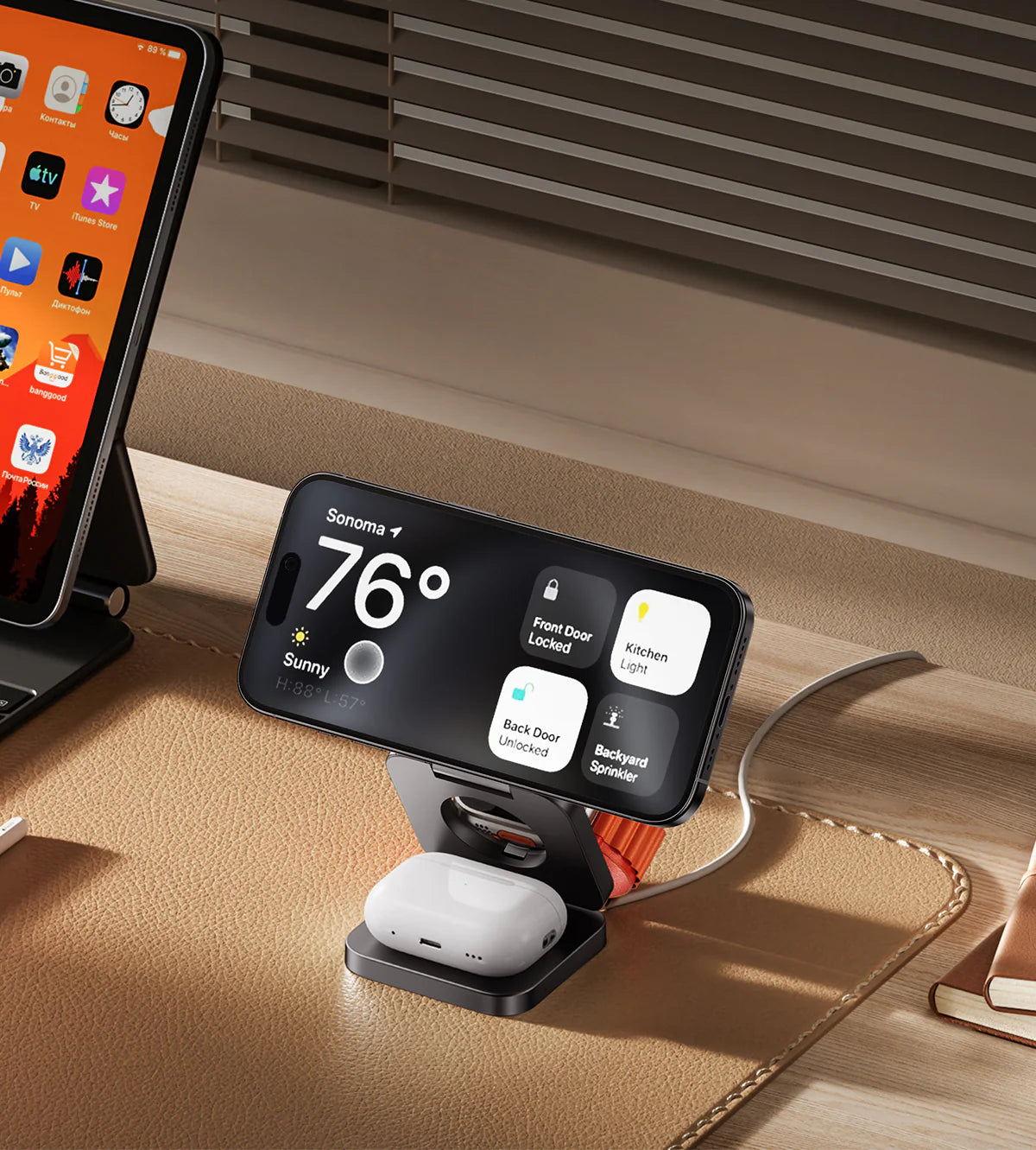 Soporte y Cargador Inalámbrico 3 en 1 KUXIU X55