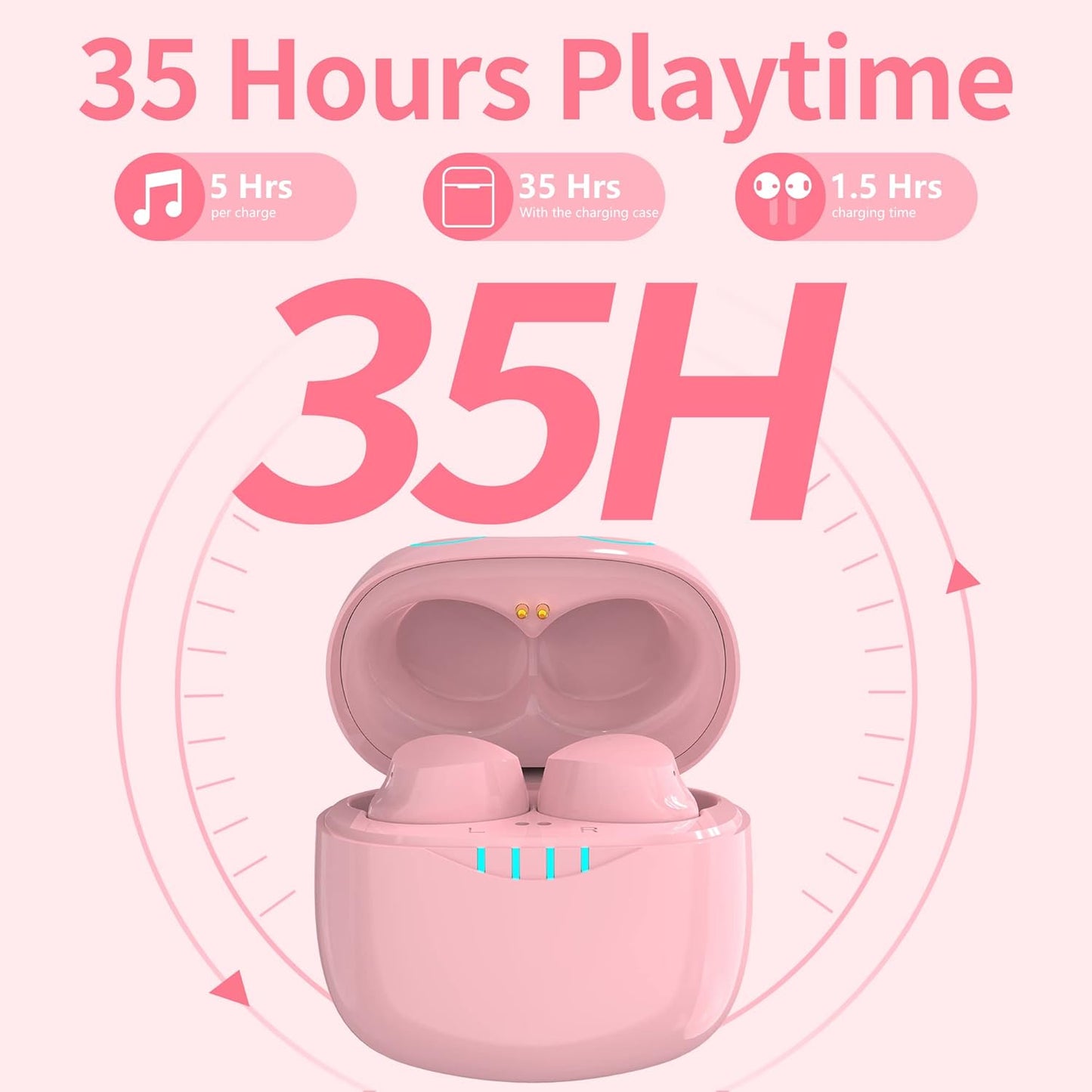 Auriculares Inalámbricos Bluetooth Rosa