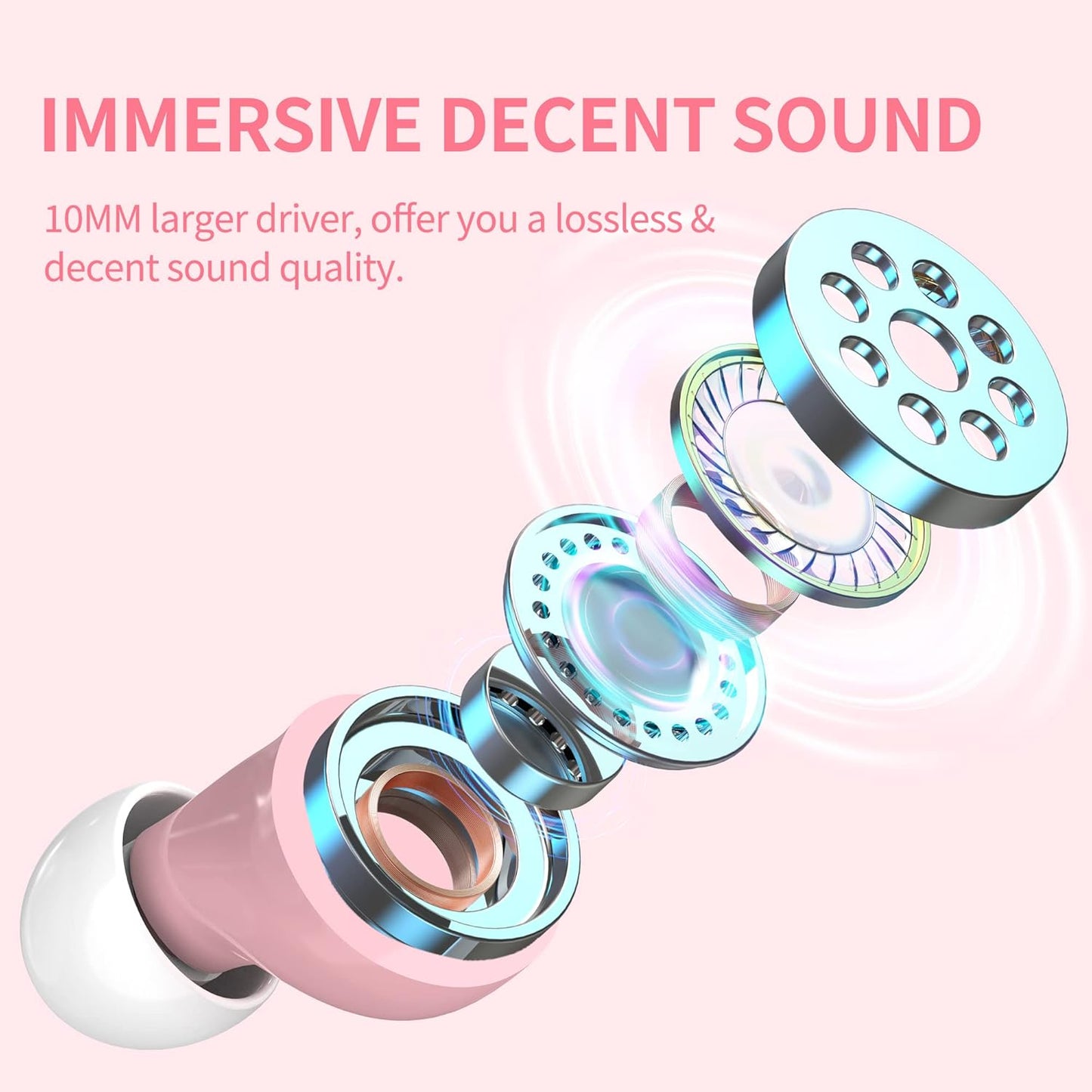 Auriculares Inalámbricos Bluetooth Rosa