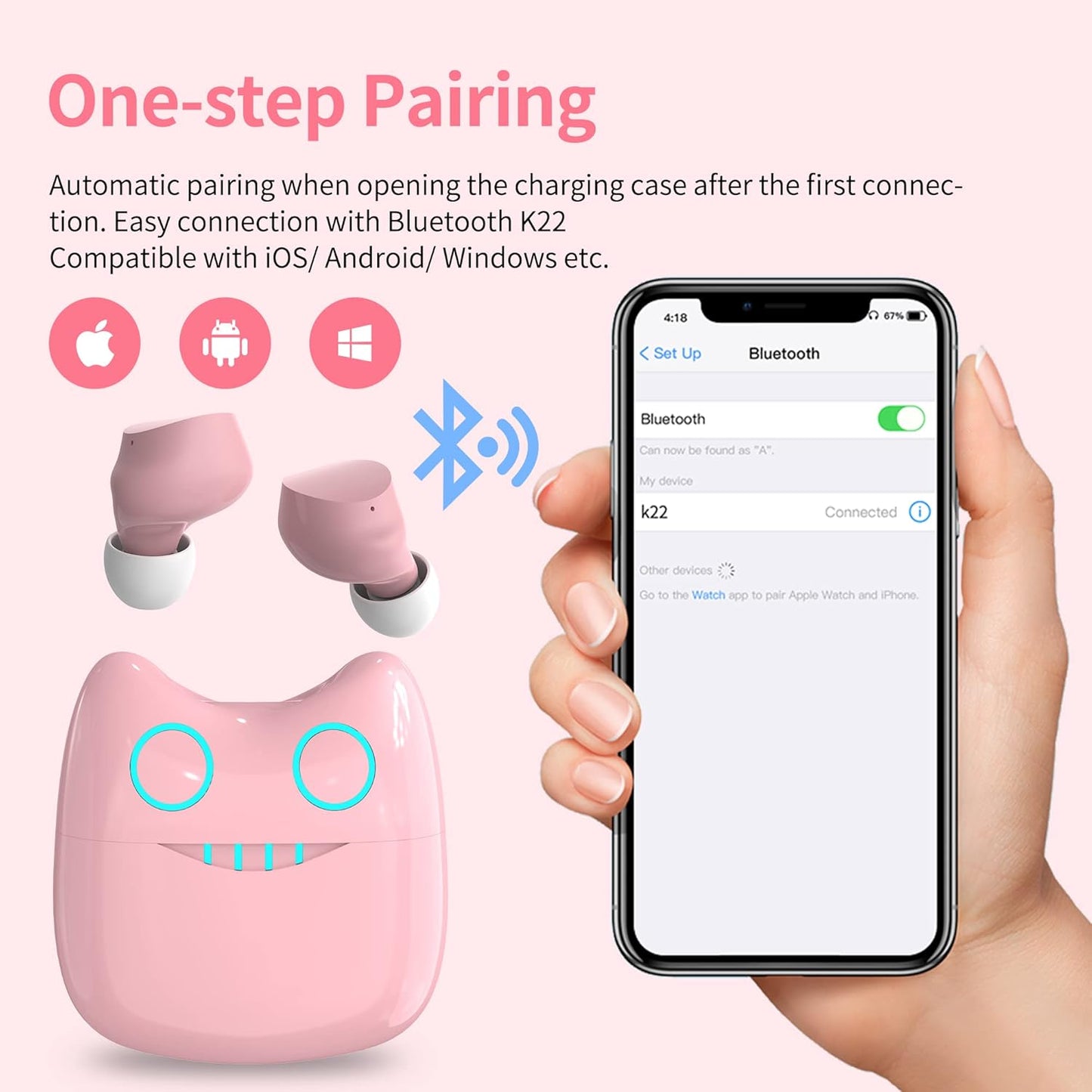 Auriculares Inalámbricos Bluetooth Rosa