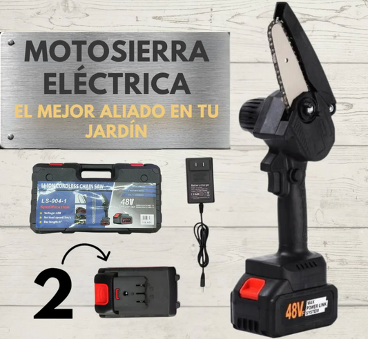 Motosierra de Mano Eléctrica 48V ⚡ + 2 Baterías
